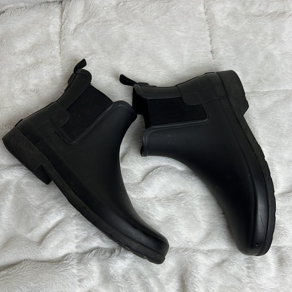 Hunter Women’s Black Refined Slim Fit Chelsea Ankle Rubber Boots Shoes - Sz 9/40 - Picture 13 of 13